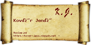Kovár Jenő névjegykártya